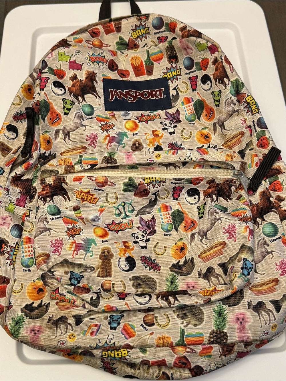 Jansport Beige Multi Sticker-Print Small Pets Backpack